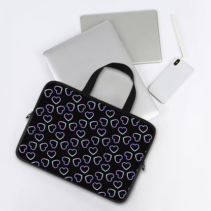 Lights Heart Pattern Print Laptop Sleeve With Handle
