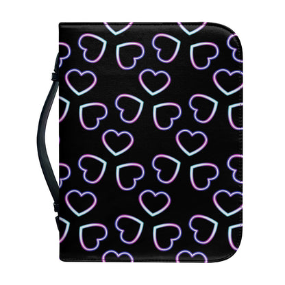 Lights Heart Pattern Print Leather Bible Cover