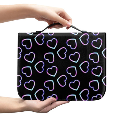 Lights Heart Pattern Print Leather Bible Cover