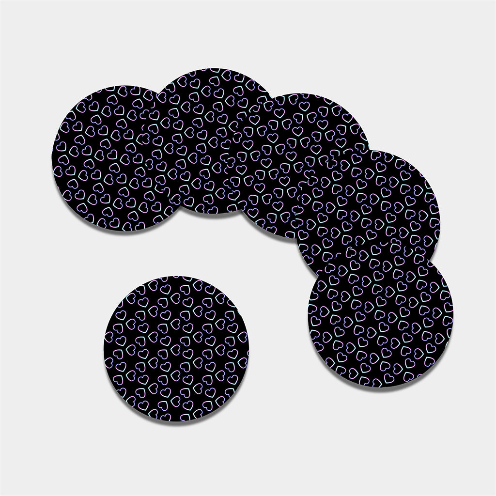 Lights Heart Pattern Print Leather Coaster Set