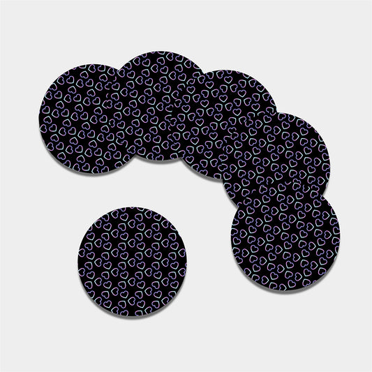Lights Heart Pattern Print Leather Coaster Set