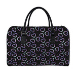 Lights Heart Pattern Print Leather Duffle Bag