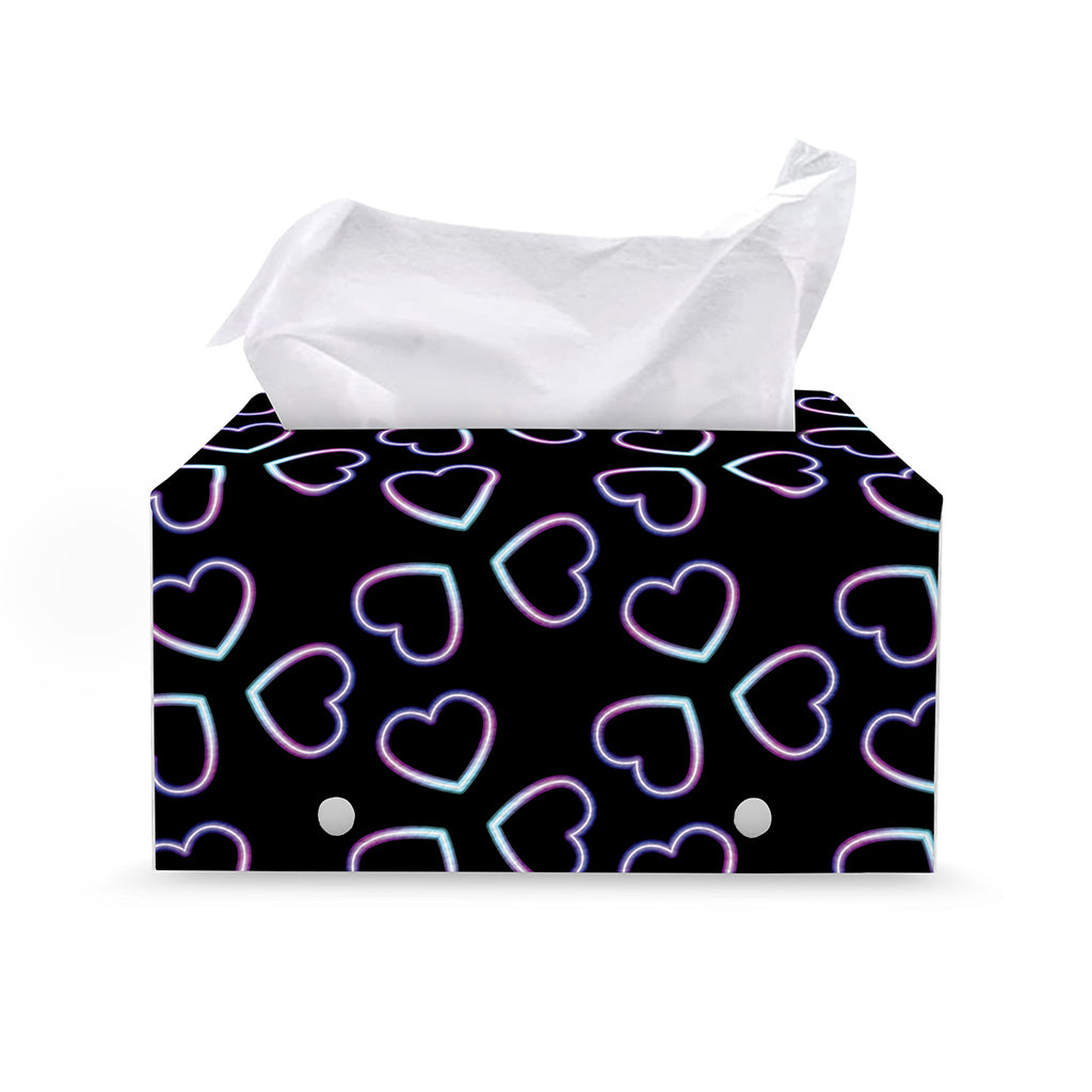 Lights Heart Pattern Print Leather Tissue Box Cover
