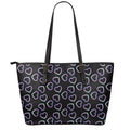 Lights Heart Pattern Print Leather Tote Bag With Zipper