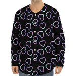Lights Heart Pattern Print Long Sleeve Baseball Jersey