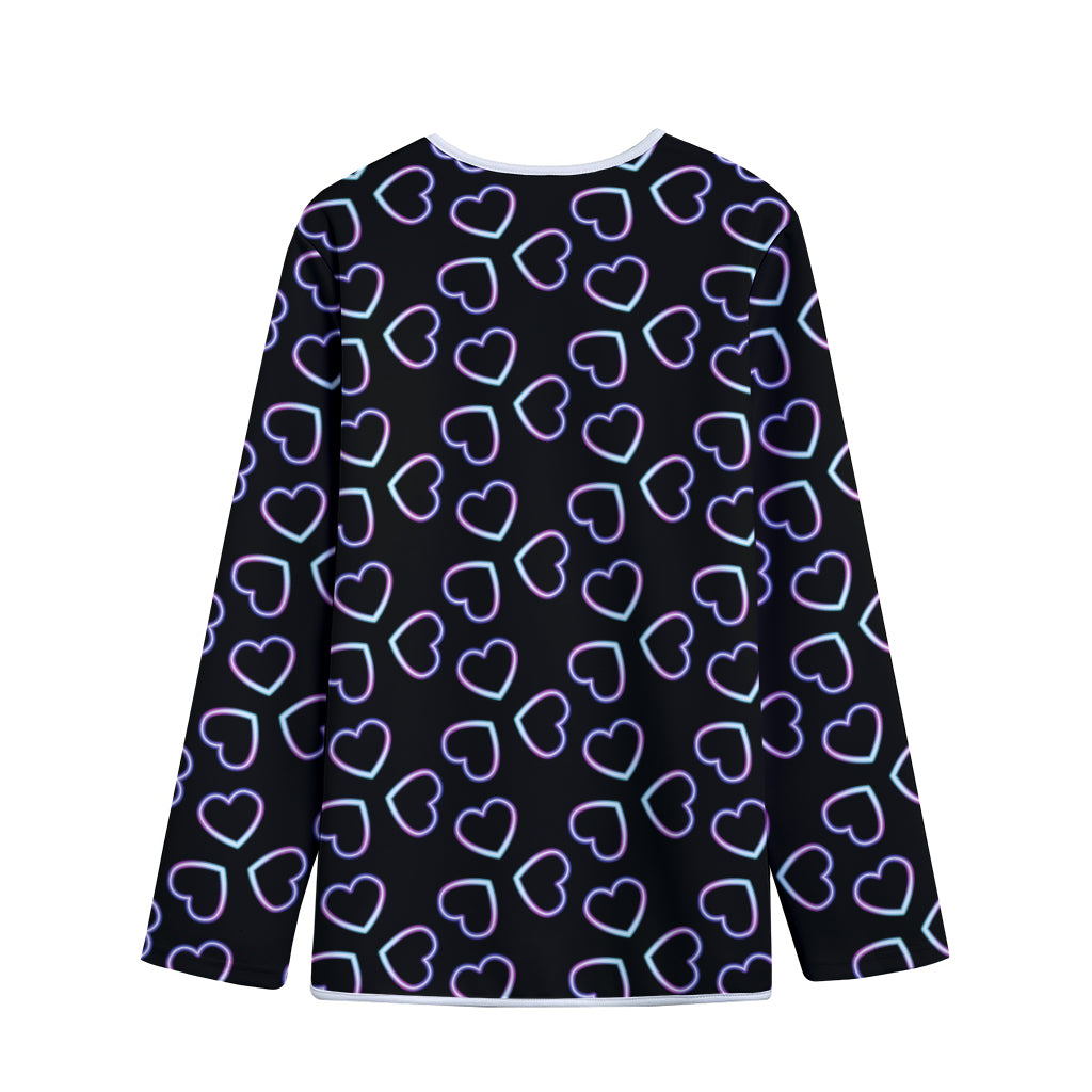 Lights Heart Pattern Print Long Sleeve Short Coat