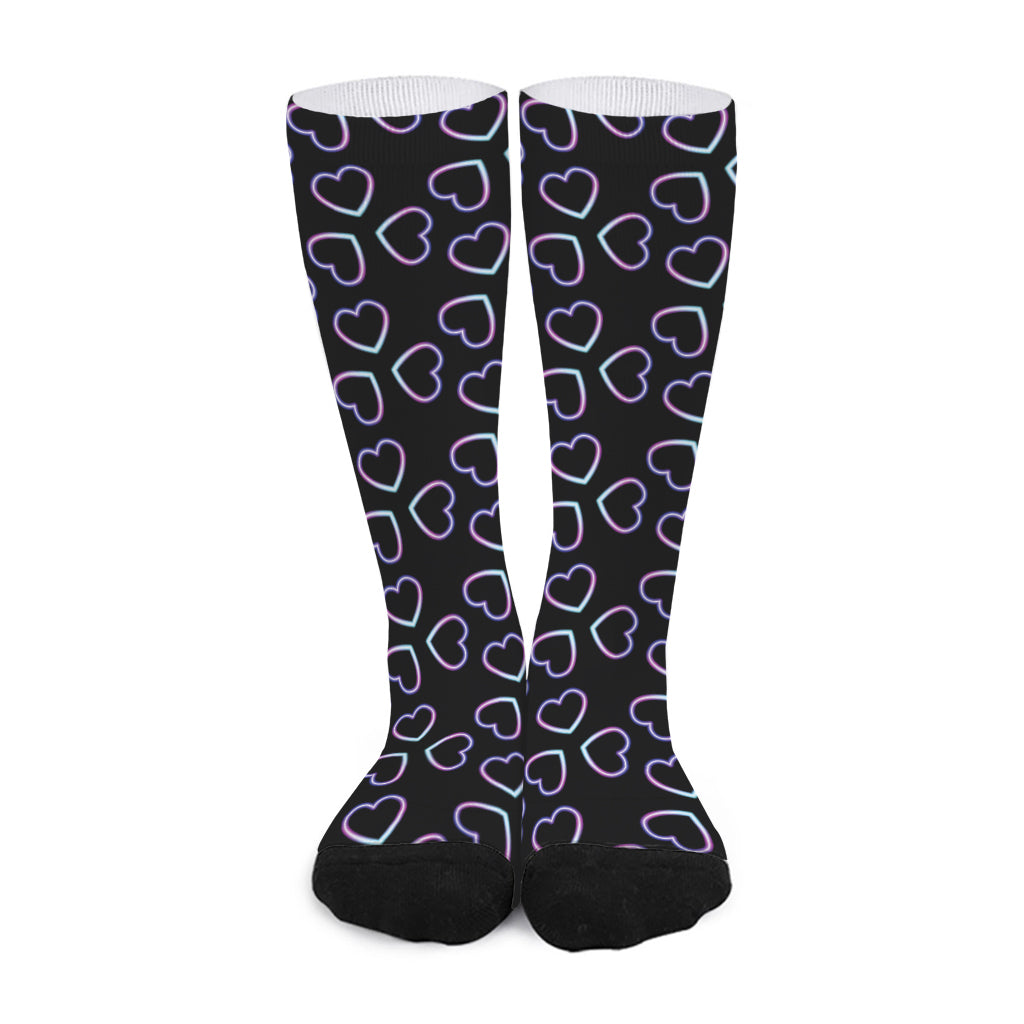 Lights Heart Pattern Print Long Socks