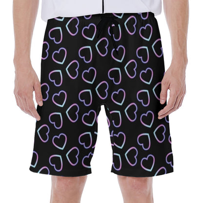 Lights Heart Pattern Print Men's Beach Shorts