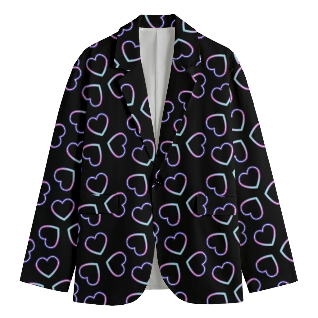 Lights Heart Pattern Print Men's Blazer