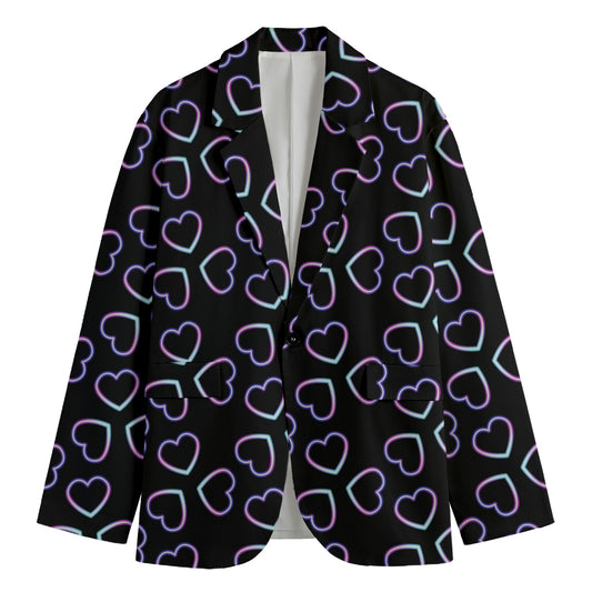 Lights Heart Pattern Print Men's Blazer