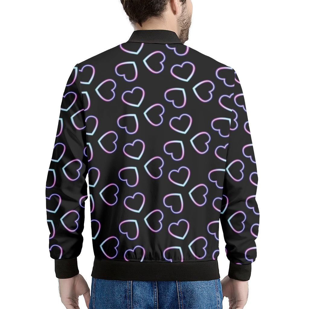 Lights Heart Pattern Print Men's Bomber Jacket