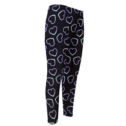 Lights Heart Pattern Print Men's Compression Pants
