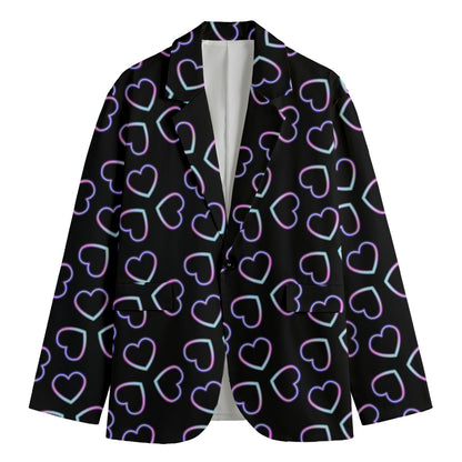 Lights Heart Pattern Print Men's Cotton Blazer