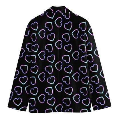 Lights Heart Pattern Print Men's Cotton Blazer