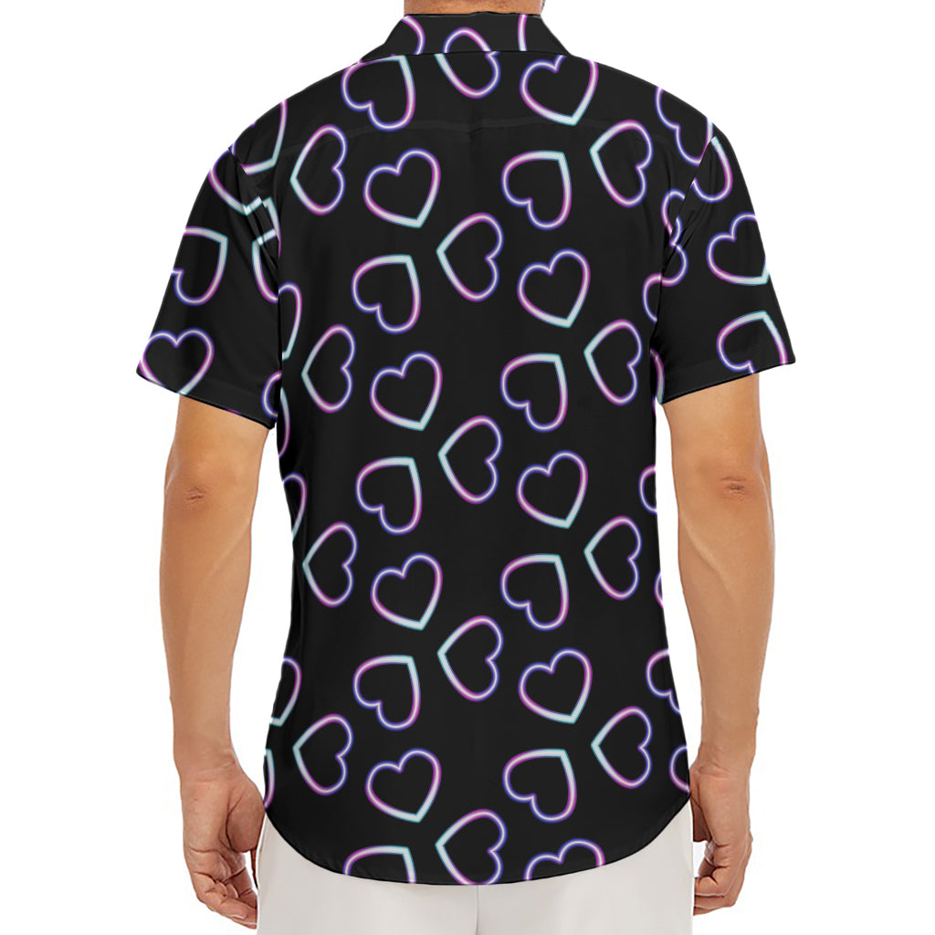 Lights Heart Pattern Print Men's Deep V-Neck Shirt