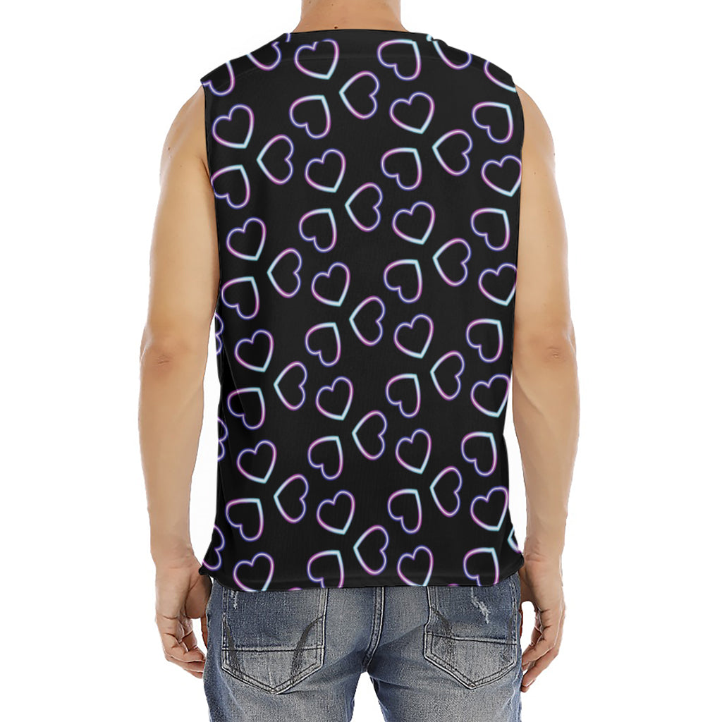 Lights Heart Pattern Print Men's Fitness Tank Top