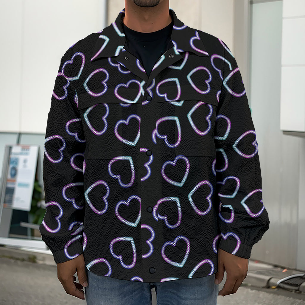 Lights Heart Pattern Print Men's Shirt Jacket