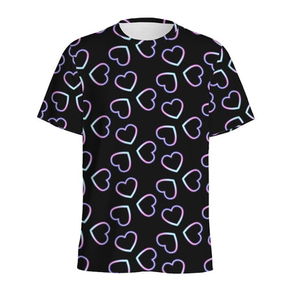 Lights Heart Pattern Print Men's Sports T-Shirt