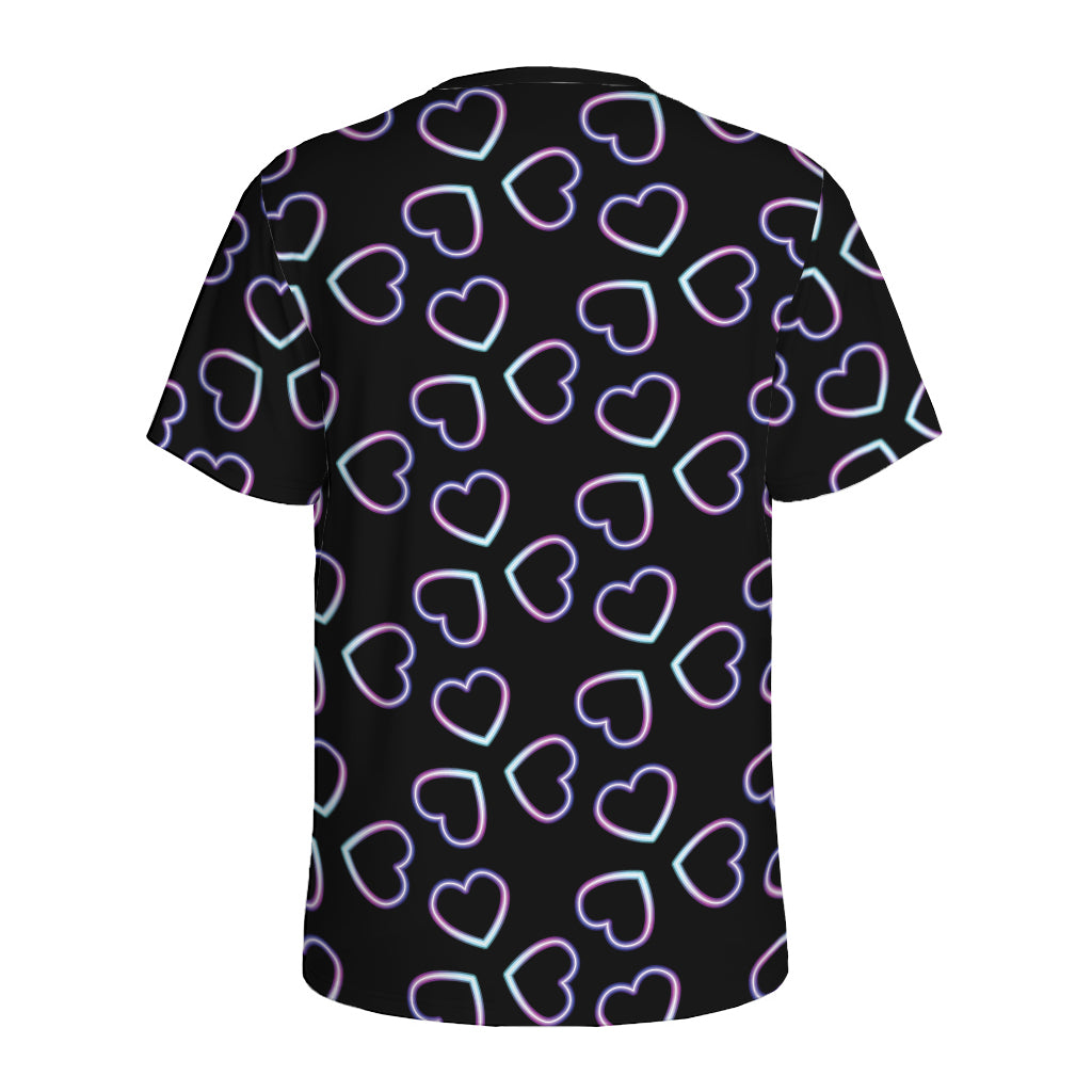 Lights Heart Pattern Print Men's Sports T-Shirt