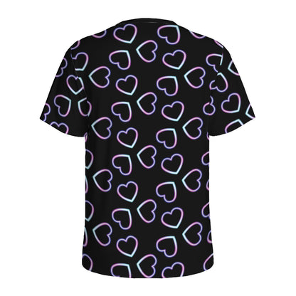 Lights Heart Pattern Print Men's Sports T-Shirt