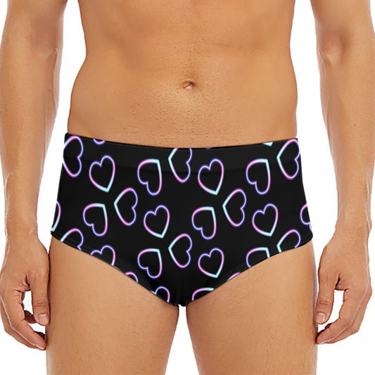 Lights Heart Pattern Print Men's Triangle Swim Briefs