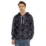 Lights Heart Pattern Print Men's Velvet Pullover Hoodie