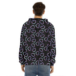 Lights Heart Pattern Print Men's Velvet Pullover Hoodie