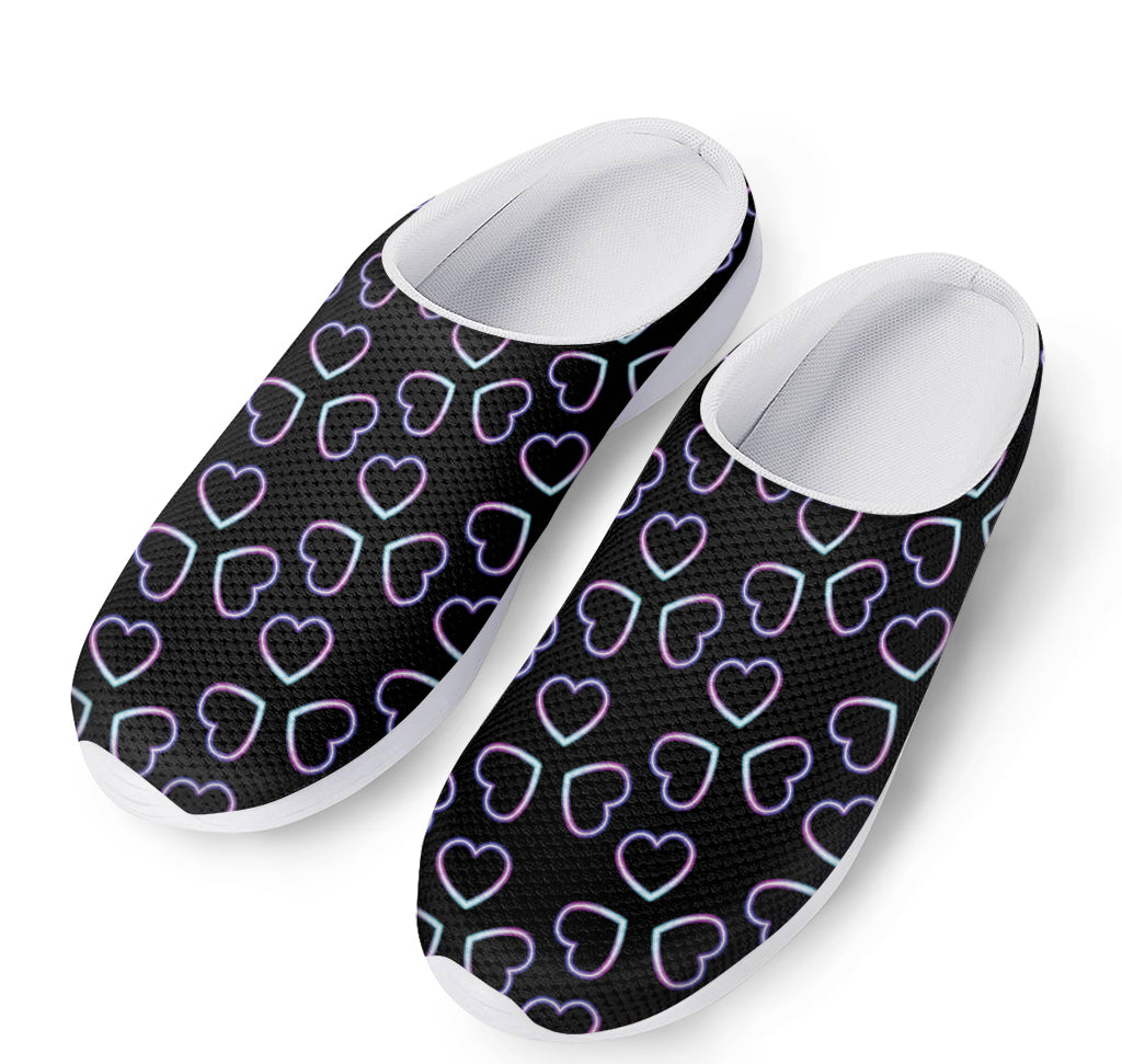 Lights Heart Pattern Print Mesh Casual Shoes