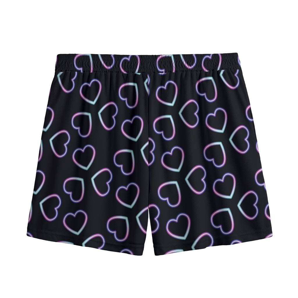 Lights Heart Pattern Print Mesh Shorts