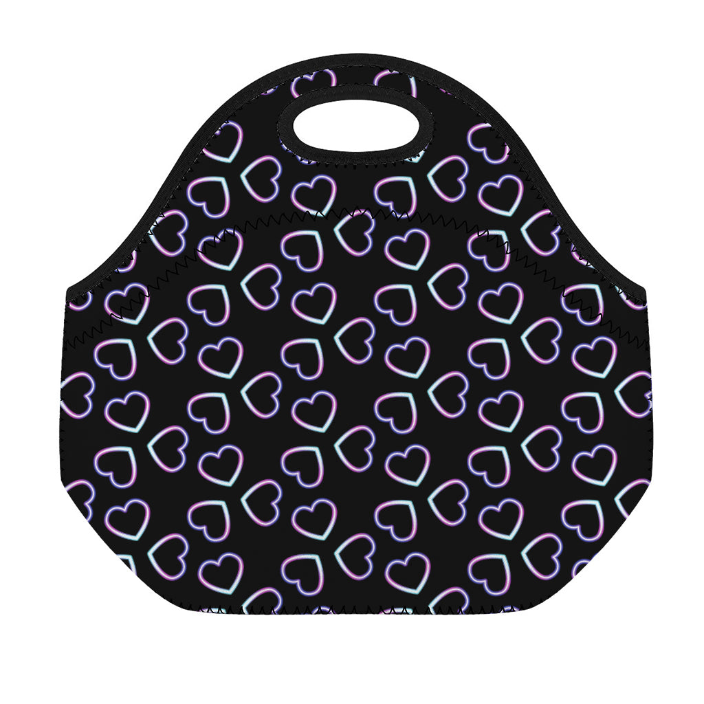 Lights Heart Pattern Print Neoprene Lunch Bag