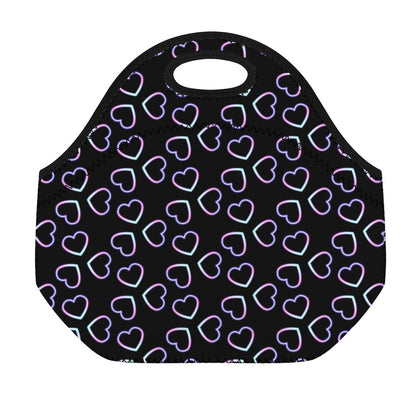 Lights Heart Pattern Print Neoprene Lunch Bag
