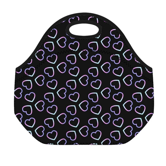 Lights Heart Pattern Print Neoprene Lunch Bag