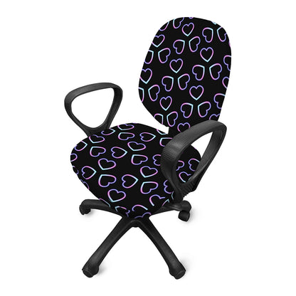 Lights Heart Pattern Print Office Chair Cover