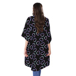 Lights Heart Pattern Print Open Front Beach Cover Up