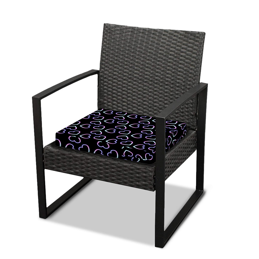Lights Heart Pattern Print Outdoor Seat Cushion Cover
