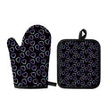 Lights Heart Pattern Print Oven Mitt And Pot Holder Set
