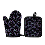 Lights Heart Pattern Print Oven Mitt And Pot Holder Set