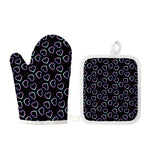 Lights Heart Pattern Print Oven Mitt And Pot Holder Set