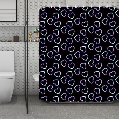 Lights Heart Pattern Print Polyester Shower Curtain