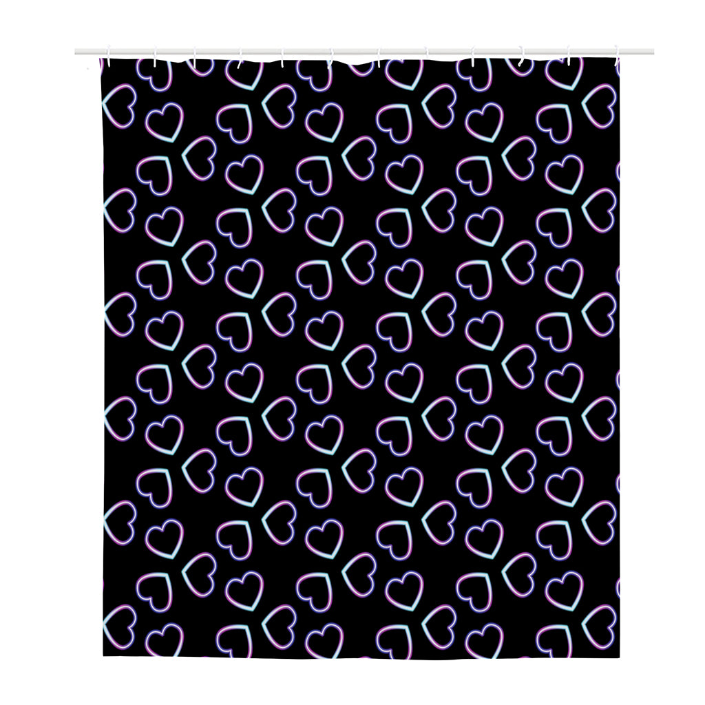 Lights Heart Pattern Print Polyester Shower Curtain