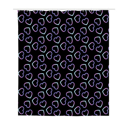 Lights Heart Pattern Print Polyester Shower Curtain