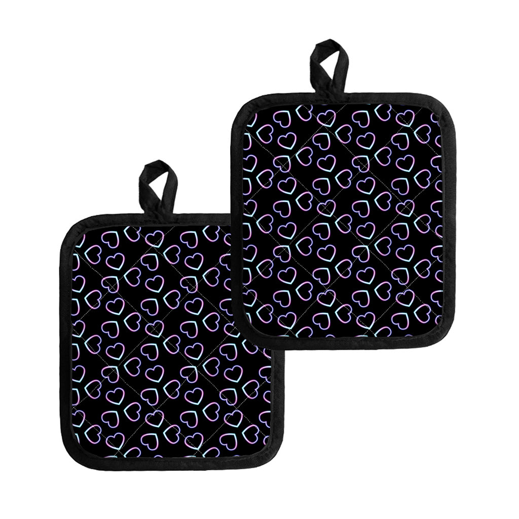 Lights Heart Pattern Print Pot Holders