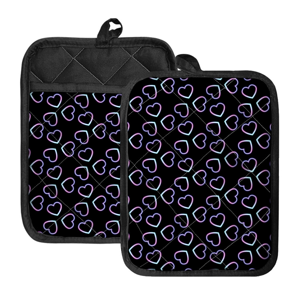 Lights Heart Pattern Print Pot Holders With Pocket