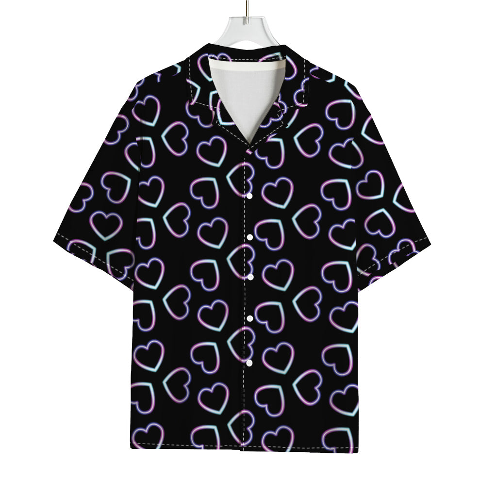 Lights Heart Pattern Print Rayon Hawaiian Shirt