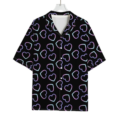 Lights Heart Pattern Print Rayon Hawaiian Shirt