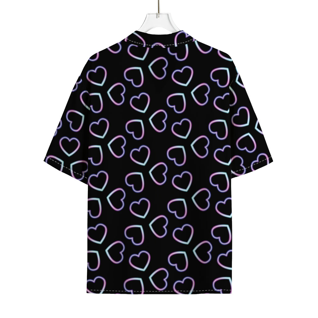 Lights Heart Pattern Print Rayon Hawaiian Shirt