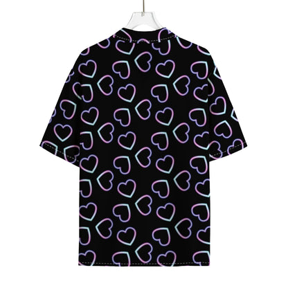 Lights Heart Pattern Print Rayon Hawaiian Shirt