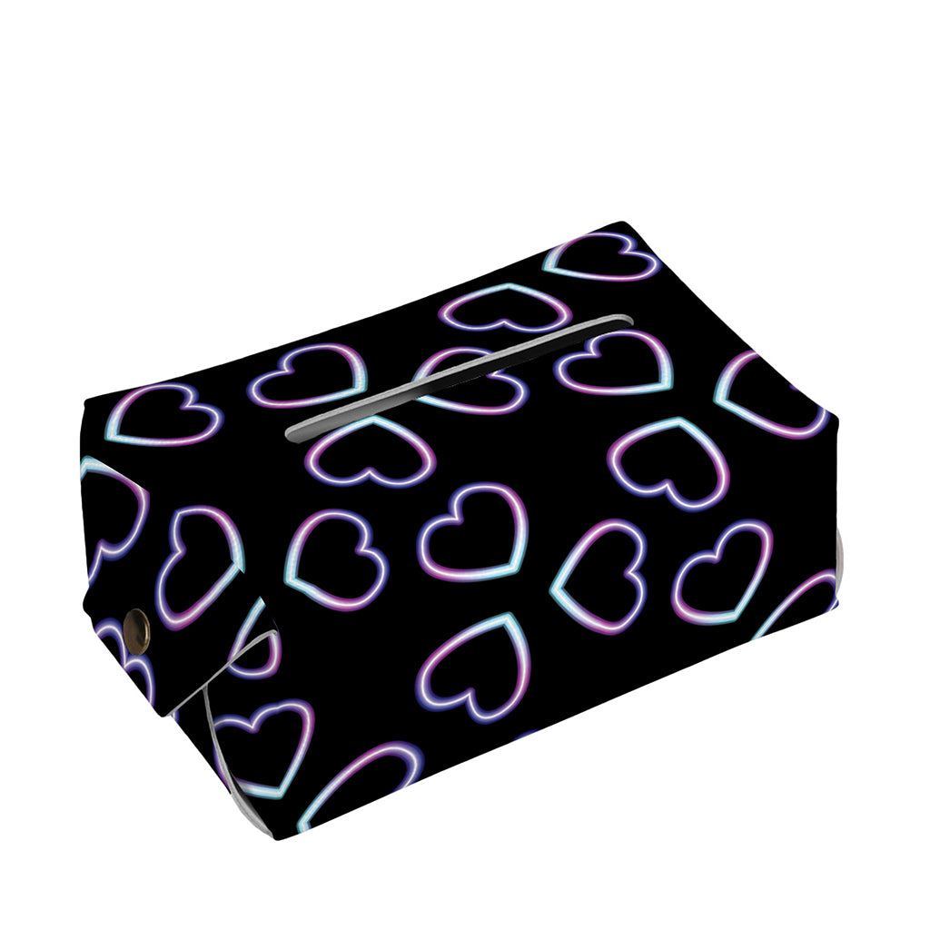 Lights Heart Pattern Print Rectangle Tissue Box Cover