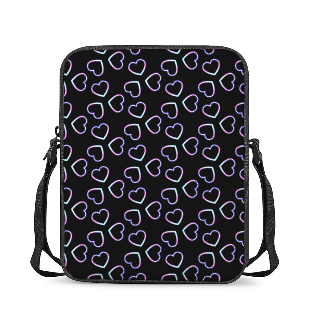 Lights Heart Pattern Print Rectangular Crossbody Bag