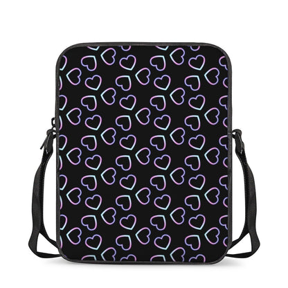 Lights Heart Pattern Print Rectangular Crossbody Bag